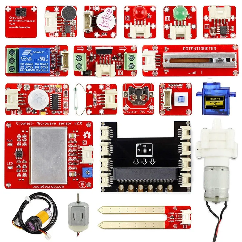 Elecrow Crowtail Learning Starter Kit for Micro:bit 2.0 Graphical Programming DIY Beginners with 17pcs Basic Crowtail Modules
Elecrow Crowtail Learning Starter Kit for Micro:bit 2.0 Graphical Programming DIY Beginners with 17pcs Basic Crowtail Modules