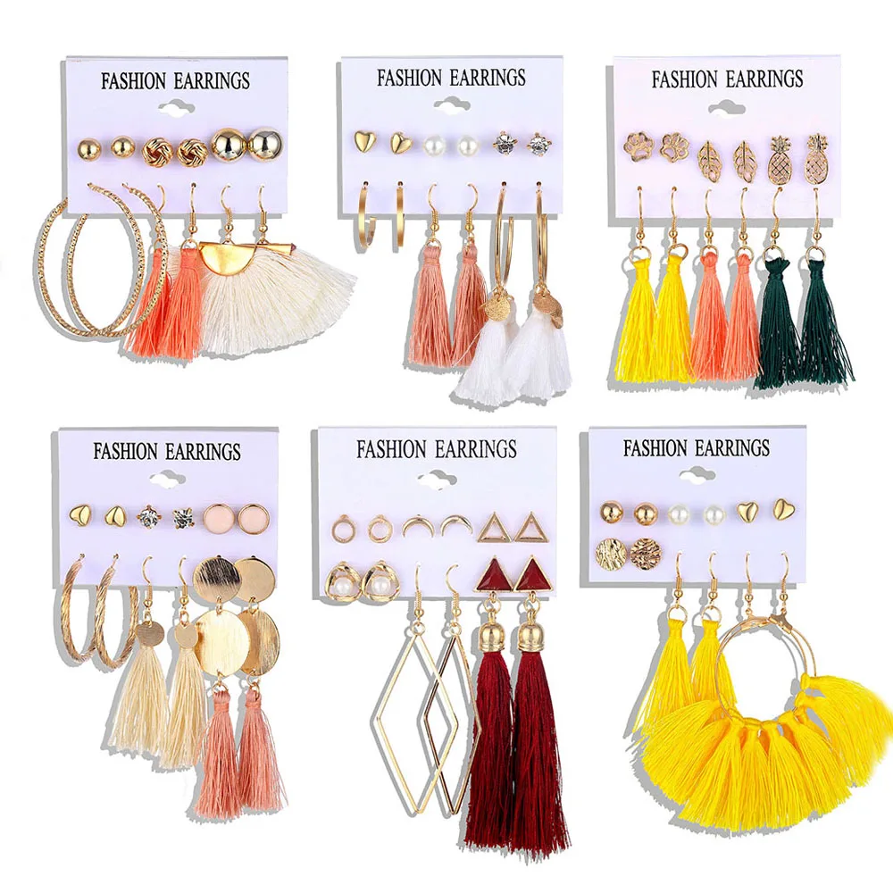 17 Design Fashion Long Tassel Stud Earrings Set For Women Girl 2018 Bohemian Geometric Earring Christmas Brincos Female Jewelry
17 Design Fashion Long Tassel Stud Earrings Set For Women Girl 2018 Bohemian Geometric Earring Christmas Brincos Female Jewelry