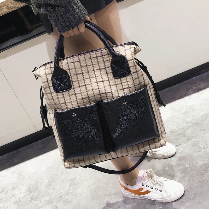 High Quality Wool+pu Leather Women Handbag Women Large Shoulder Bags Famous Designer Vintage Female Tote Bag Sac A Main
High Quality Wool+pu Leather Women Handbag Women Large Shoulder Bags Famous Designer Vintage Female Tote Bag Sac A Main