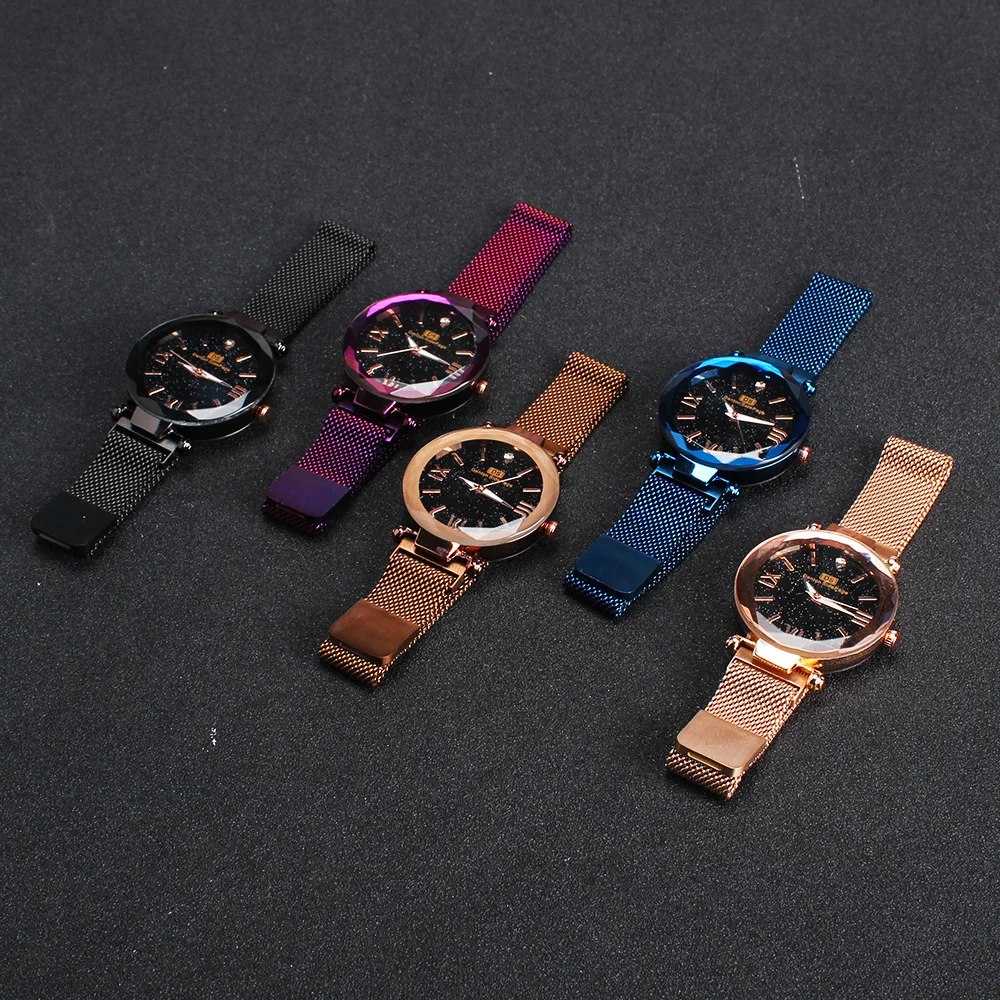 Luxury Ladies Watch Fashion Female Stainless Steel Mesh Quartz Wrist Watch Starry Sky Women Bracelet Watches
Luxury Ladies Watch Fashion Female Stainless Steel Mesh Quartz Wrist Watch Starry Sky Women Bracelet Watches