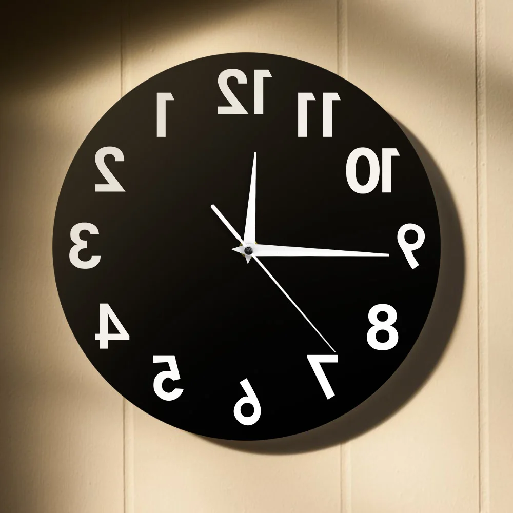 Reverse Wall Clock Unusual Numbers Backwards Modern Decorative Clock