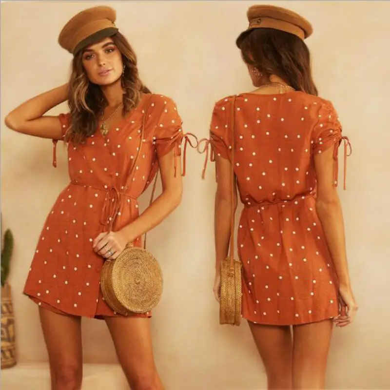 Summer Plus size Dresses V Neck Sexy kleid Beach suit Casual Dress Women Mini Dot Vintage Dress vestido elbise clothes Size XXL
Summer Plus size Dresses V Neck Sexy kleid Beach suit Casual Dress Women Mini Dot Vintage Dress vestido elbise clothes Size XXL
