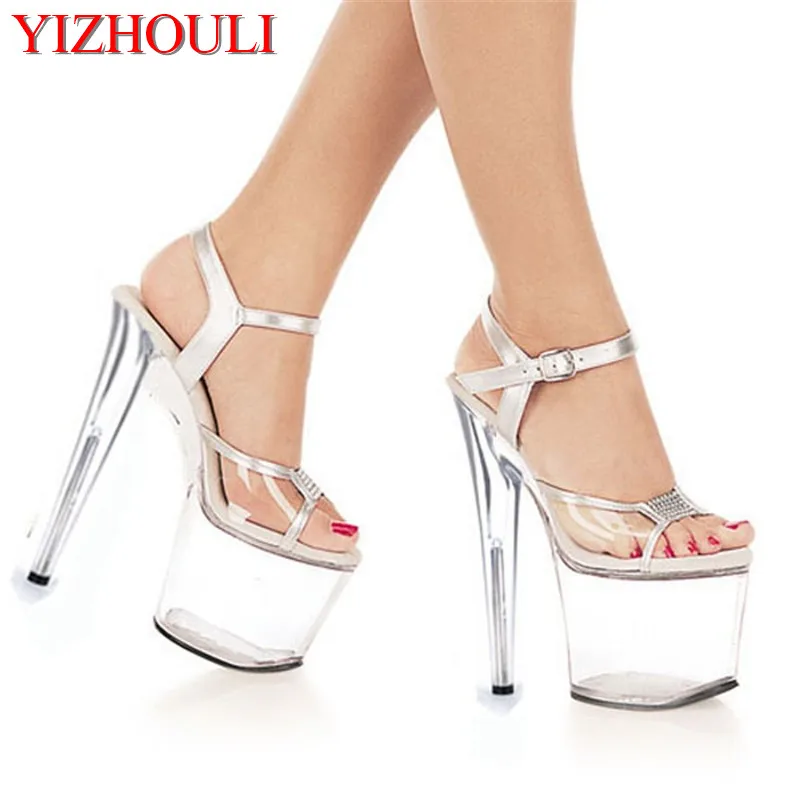 

20cm Set auger transparent high with pole dancing performance shoes, sandals, beautiful peep-toe high-heeled Dance Shoes