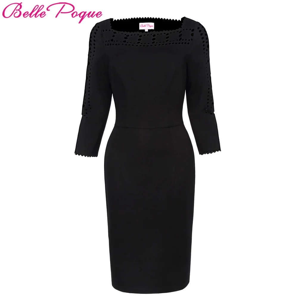 Belle Poque Black Sexy Party Bodycon Dress Female 3/4 Sleeve Vintage Hollowed 2018 Work Fitted Slim Wiggle Pencil Sheath Dress 
Belle Poque Black Sexy Party Bodycon Dress Female 3/4 Sleeve Vintage Hollowed 2018 Work Fitted Slim Wiggle Pencil Sheath Dress