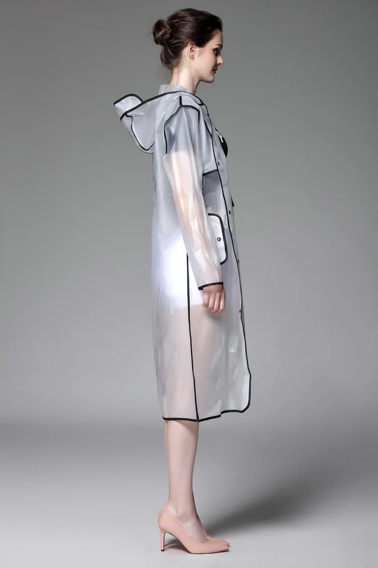 EVA Transparent Raincoat Hooded Women Rain Coat Long Jacket Waterproof Rain Poncho Outdoor Rainwear 4 Colors 8