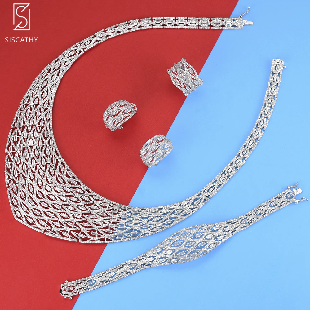 4PCS Deluxe Dubai Gold Necklace Jewelry Sets Stud Earrings Collar Necklace Bangle Resizable Ring Jewelry Sets For Women Bridal 
4PCS Deluxe Dubai Gold Necklace Jewelry Sets Stud Earrings Collar Necklace Bangle Resizable Ring Jewelry Sets For Women Bridal