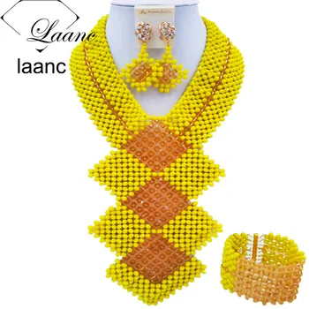 Laanc 2017 African Beads Jewelry Set Yellow and Gold Nigerian Wedding Necklace and Earrings Sets FKB001
Laanc 2017 African Beads Jewelry Set Yellow and Gold Nigerian Wedding Necklace and Earrings Sets FKB001