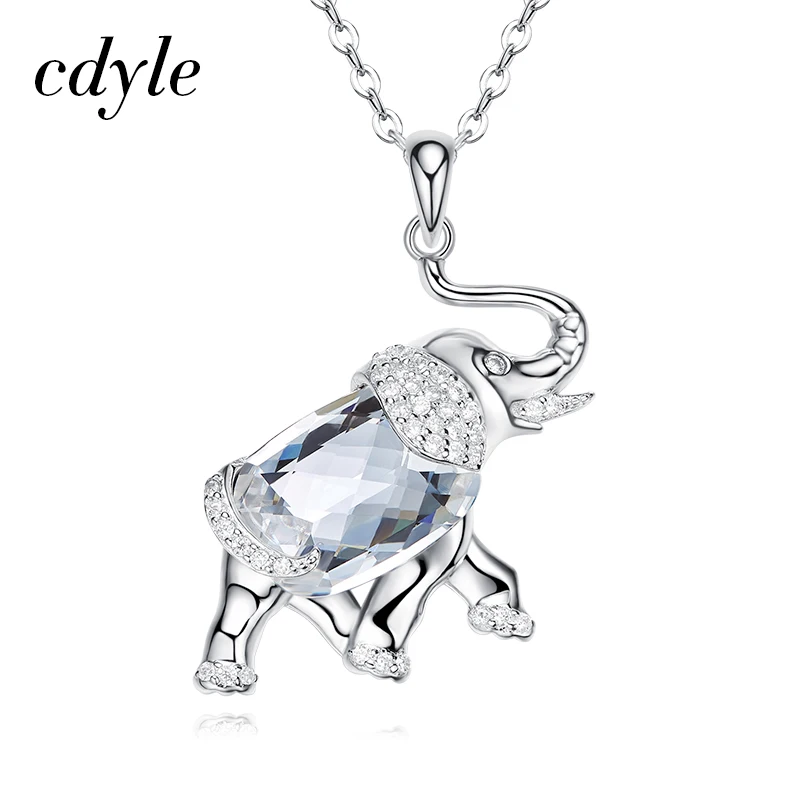 

Cdyle Embellished with crystal 925 Sterling Silver Cute Elephant Hug Pendant Necklaces For Mother Jewelry Gift