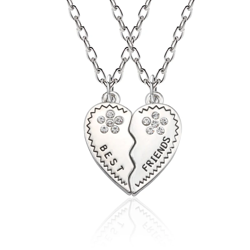 2pcs-Best-Friends-Pendant-Necklace-Women-Silver-Rhinestone-Flower-Love-Heart-Necklace-Best-Friend-Jewelry-Friendship