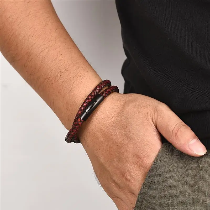 Punk Braided Steel Wire Bracelet Bangle Double Layer Charm Stainless Steel Magnetic Buckle Clasps Male Jewelry Accessories Gifts
Punk Braided Steel Wire Bracelet Bangle Double Layer Charm Stainless Steel Magnetic Buckle Clasps Male Jewelry Accessories Gifts