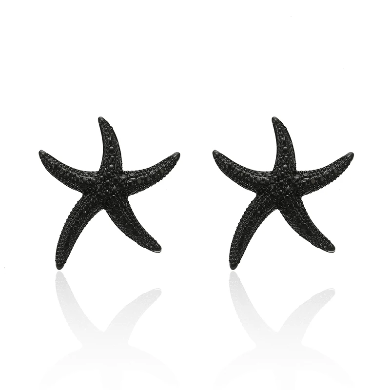 Женские большие серьги Starfish блестящие с металлическими каплями подарок на весну