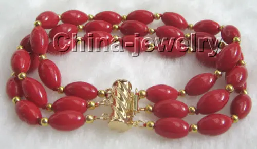 Shining 8" 3row 11x7mm perfect quality red coral bracelet e SHIPPING 5.26 -Bride jewelry free shipping
Shining 8" 3row 11x7mm perfect quality red coral bracelet e SHIPPING 5.26 -Bride jewelry free shipping