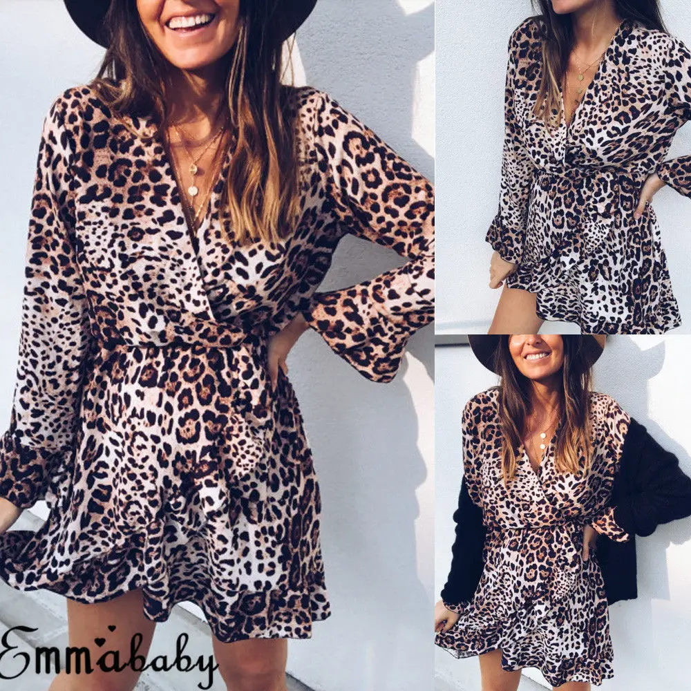 New Women Leopard Print Dress Snake Skin Print Flare Sleeve V Neck Mini Dress Women Dresses Evening Party Clothes Ladies Dresses
New Women Leopard Print Dress Snake Skin Print Flare Sleeve V Neck Mini Dress Women Dresses Evening Party Clothes Ladies Dresses
