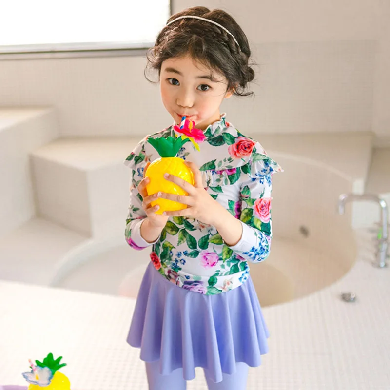 Korean Cute Children Swimsuits Lovely Print Girls Skirt Two-pieces Long Sleeve Trousers Uv Protection Baby Swimwear Free Hat
Korean Cute Children Swimsuits Lovely Print Girls Skirt Two-pieces Long Sleeve Trousers Uv Protection Baby Swimwear Free Hat