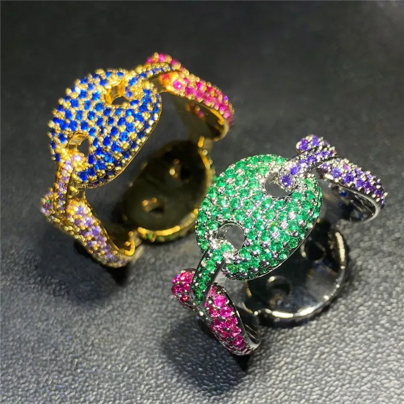 Mens Ring Hip Hop Jewelry Iced Out Link Chain Fashion Bling Rings 4 Colors AAA Cubic Zirconia Rings
Mens Ring Hip Hop Jewelry Iced Out Link Chain Fashion Bling Rings 4 Colors AAA Cubic Zirconia Rings