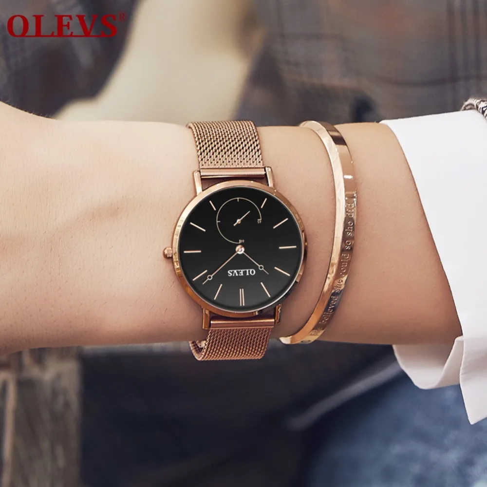 OLEVS Ultra-thin Belt Mesh Watch Women's Watches Minimalist Style Quartz Gold Watch Second disk relogio feminino bayan kol saati
OLEVS Ultra-thin Belt Mesh Watch Women's Watches Minimalist Style Quartz Gold Watch Second disk relogio feminino bayan kol saati