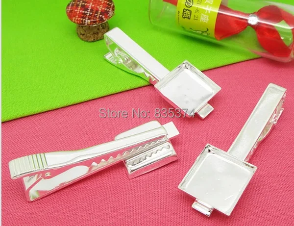 Wholesale 50pcs Silver Plated Tie Clips Jewelry with inner 16mm Square Bezel Setting tray for Cameo Cabochons
Wholesale 50pcs Silver Plated Tie Clips Jewelry with inner 16mm Square Bezel Setting tray for Cameo Cabochons