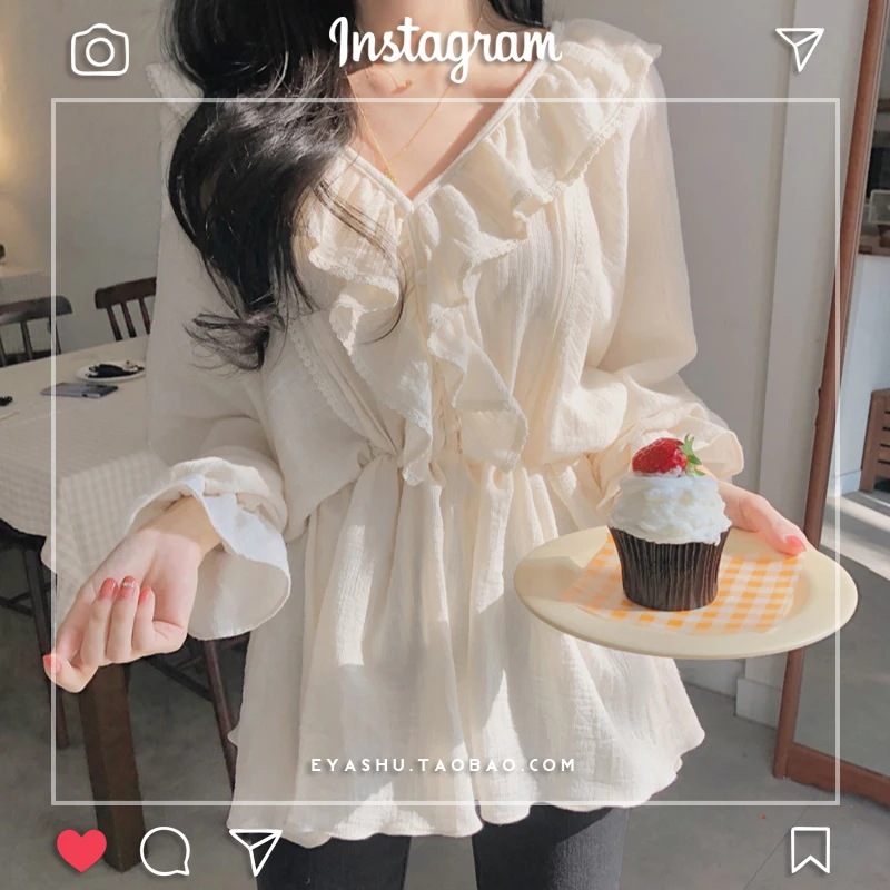 Slim Waist Cute Blouse Ruffles Flare Sleeve Shirt Women Spring Summer Top Chemise Femme Chemisier Blusa Mujer Camisa
Slim Waist Cute Blouse Ruffles Flare Sleeve Shirt Women Spring Summer Top Chemise Femme Chemisier Blusa Mujer Camisa