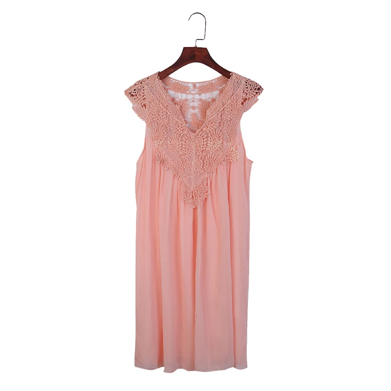 pink Lace V Neck Sleeveless Straight Mini Dress 