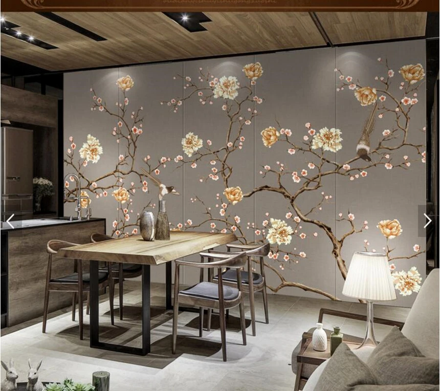 Custom Hand painted flowers and birds art mural living room TV backdrop study bedroom restaurant wallpaper papel DE parede
Custom Hand painted flowers and birds art mural living room TV backdrop study bedroom restaurant wallpaper papel DE parede
