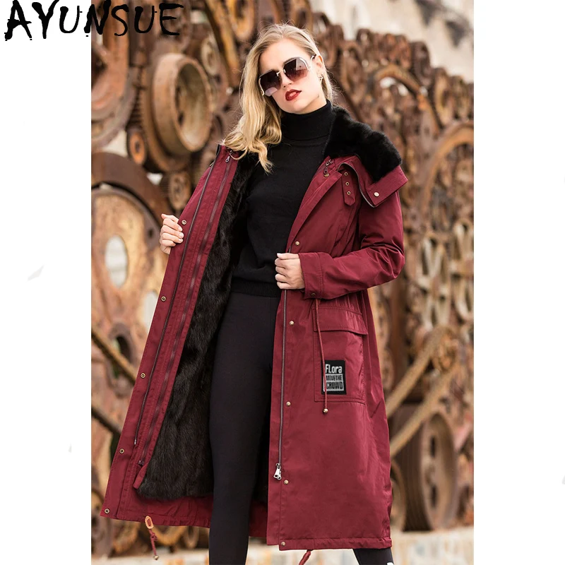 AYUNUSE Real Fur Parka 2019 Winter Jacket Women Luxury Natural Mink Fur Coat Female Korean Long Trench Coats Warm Outwear MY3621
AYUNUSE Real Fur Parka 2019 Winter Jacket Women Luxury Natural Mink Fur Coat Female Korean Long Trench Coats Warm Outwear MY3621