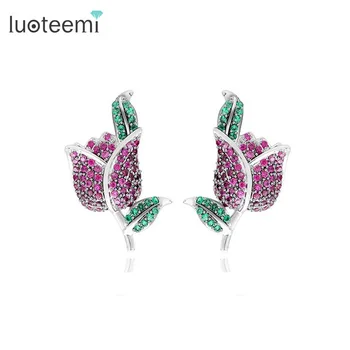 LUOTEEMI New Design Luxury White Gold-Color AAA Cubic Zirconia Micro Pave Rose Flower Stud Earrings For Women Girls Jewelry
LUOTEEMI New Design Luxury White Gold-Color AAA Cubic Zirconia Micro Pave Rose Flower Stud Earrings For Women Girls Jewelry