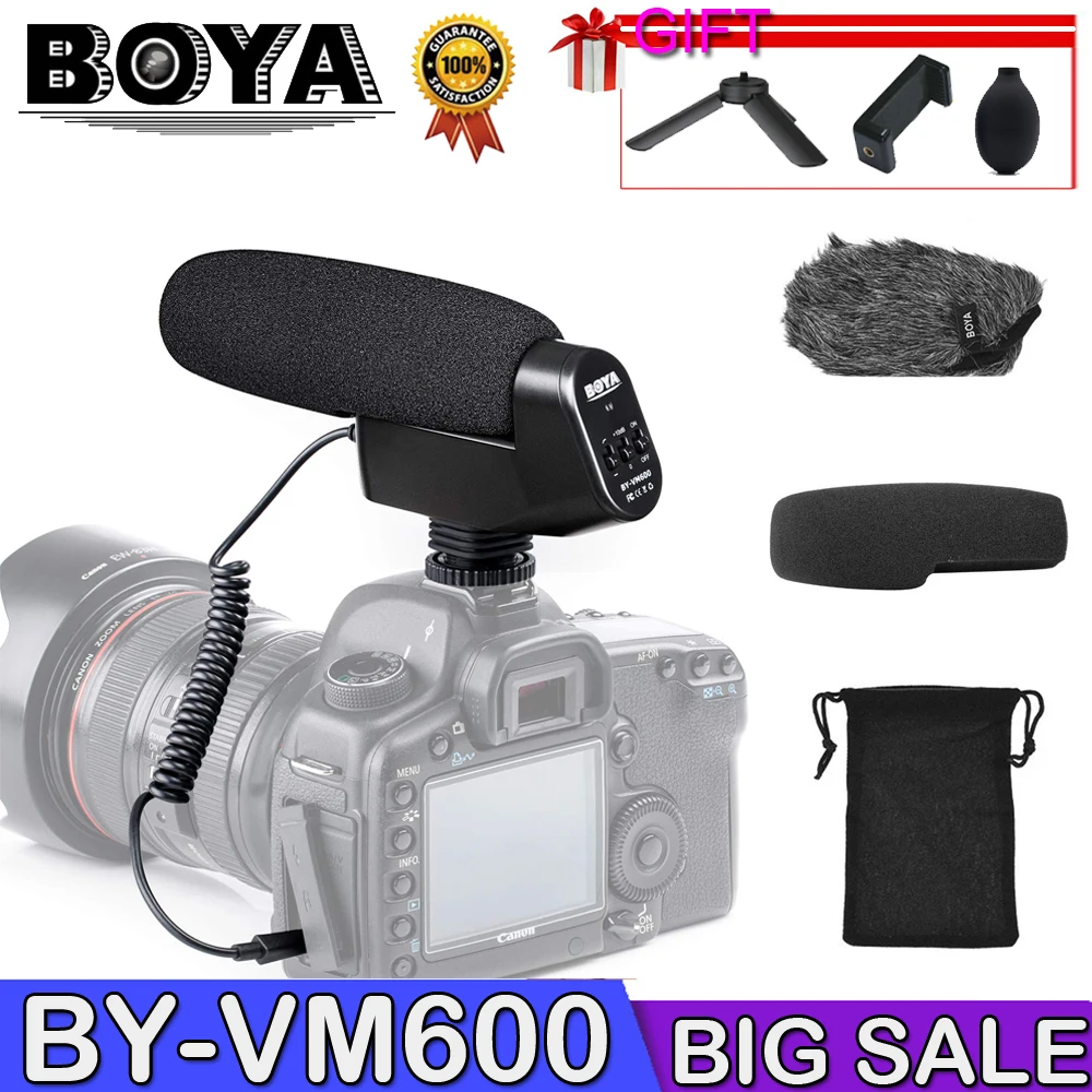 BOYA BY-VM600 Cardioid Directional Condenser Microphone Mic for Canon Sony Nikon Pentax DLSR Camera
BOYA BY-VM600 Cardioid Directional Condenser Microphone Mic for Canon Sony Nikon Pentax DLSR Camera