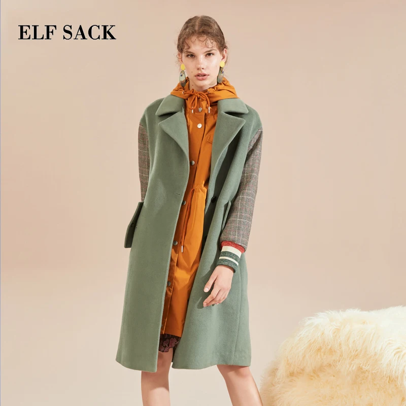 ELF SACK Autumn New Woman 31.7% Wool Coats Turn-down Collar Patchwork Casual Loose Woman Wool Blends Femme Straight Full Coats
ELF SACK Autumn New Woman 31.7% Wool Coats Turn-down Collar Patchwork Casual Loose Woman Wool Blends Femme Straight Full Coats