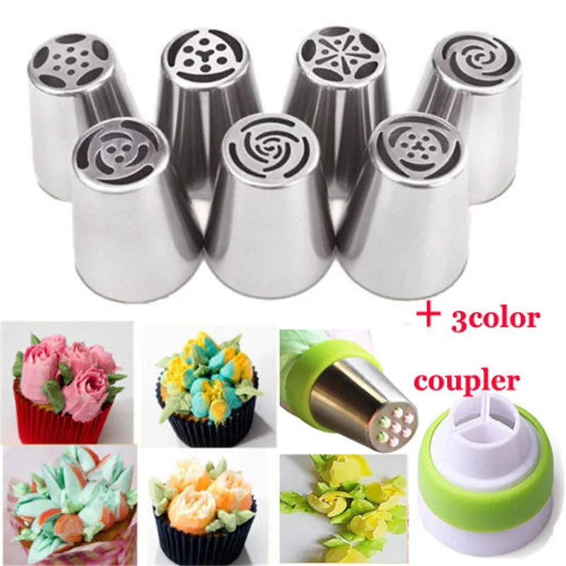 7PC Stainless Steel Cookie Russian Tulip Icing Piping Nozzle Adaptor Converter Pastry Decorating Tips Cake Cupcake Cookie Decor
7PC Stainless Steel Cookie Russian Tulip Icing Piping Nozzle Adaptor Converter Pastry Decorating Tips Cake Cupcake Cookie Decor