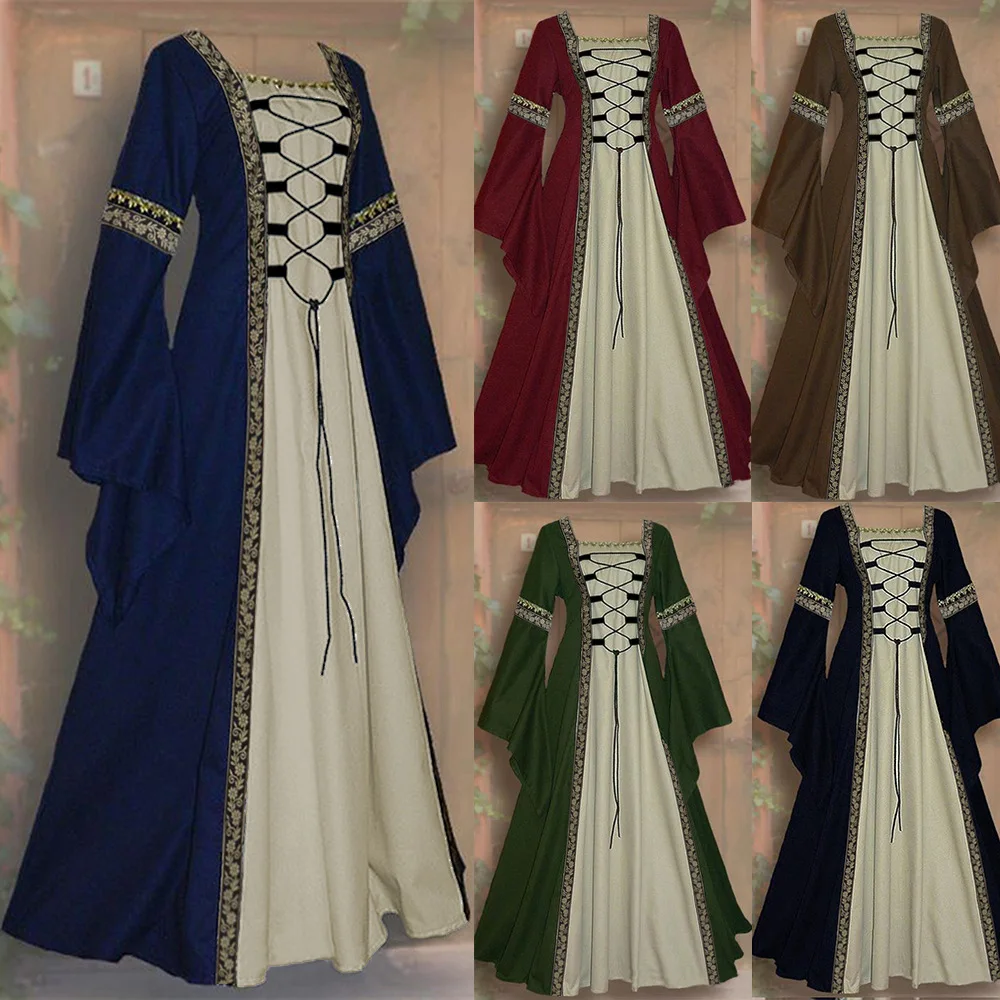 New Women's Fashion Vintage Celtic Long Sleeve Medieval Dress Floor Length Renaissance Gothic Cosplay Halloween Costume Dress
New Women's Fashion Vintage Celtic Long Sleeve Medieval Dress Floor Length Renaissance Gothic Cosplay Halloween Costume Dress