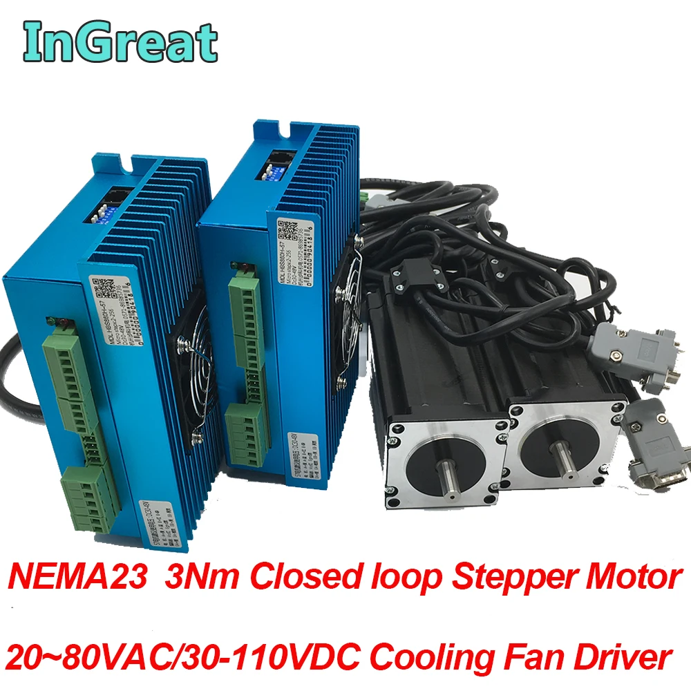 2PCS NEMA23 57mm 3Nm 430Oz-in AC/DC Closed loop Stepper Motor Drive Kit Easy Servo W/Cooling Fan for CNC Mill Engraving machine
2PCS NEMA23 57mm 3Nm 430Oz-in AC/DC Closed loop Stepper Motor Drive Kit Easy Servo W/Cooling Fan for CNC Mill Engraving machine