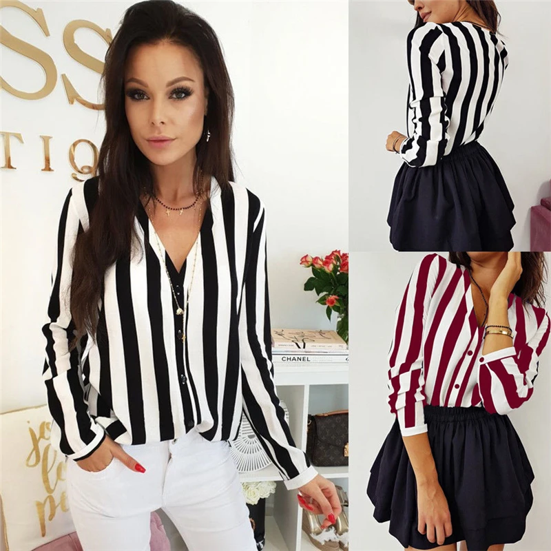 Women Summer Striped Fashion Tops and Blouses Elegant V Neck Blouse Loose Harajuku Shirt Ladies Tunic vintage camisa feminina
Women Summer Striped Fashion Tops and Blouses Elegant V Neck Blouse Loose Harajuku Shirt Ladies Tunic vintage camisa feminina