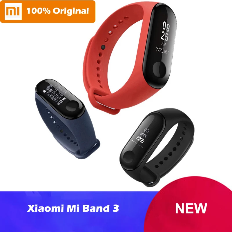 

Original Xiaomi Mi Band 3 Miband 3 Smart Tracker Band Instant Message 5ATM Waterproof OLED Touch Screen Chinese Version