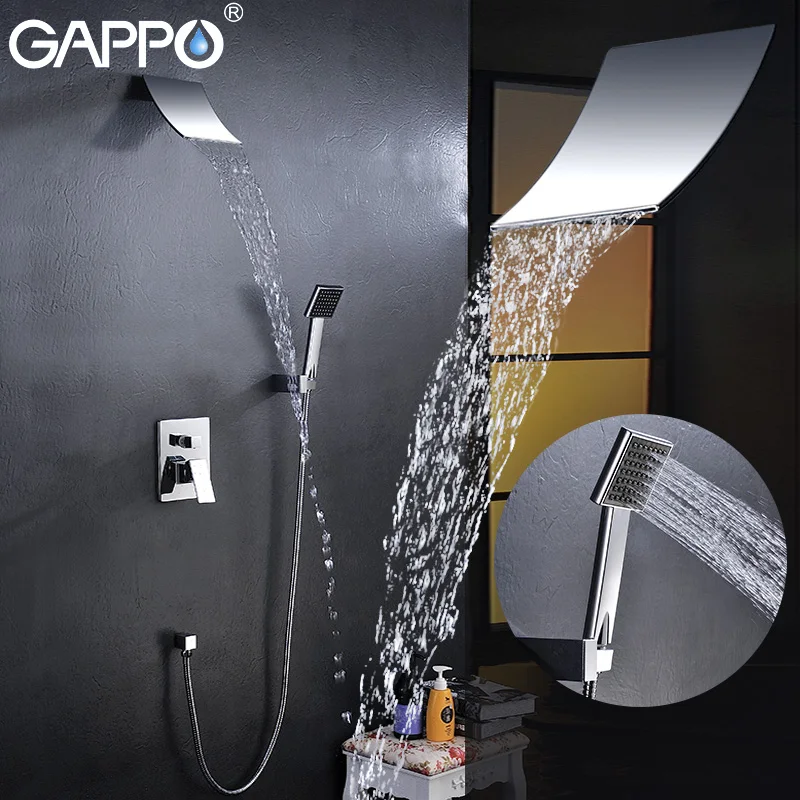 

GAPPO bathtub faucet Wall bathroom shower faucet set in-wall brass rainfall shower mixer tap chrome waterfall Bath Shower