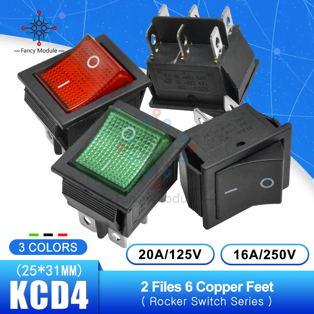 KCD4 125V 25*31mm 2 Files 6 Pins Feets Rocker Switch Power Touch On/off Ship Type Switch with light 16A 250V 30A 125V
KCD4 125V 25*31mm 2 Files 6 Pins Feets Rocker Switch Power Touch On/off Ship Type Switch with light 16A 250V 30A 125V