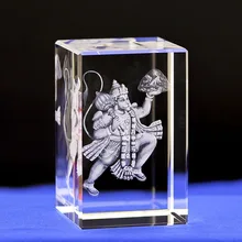 Indien Hanuman K9 cristal Laser 3D Statue interne Sculpture Inter-gravure Figurines Miniatures cristal Arts artisanat décor à la maison(China)