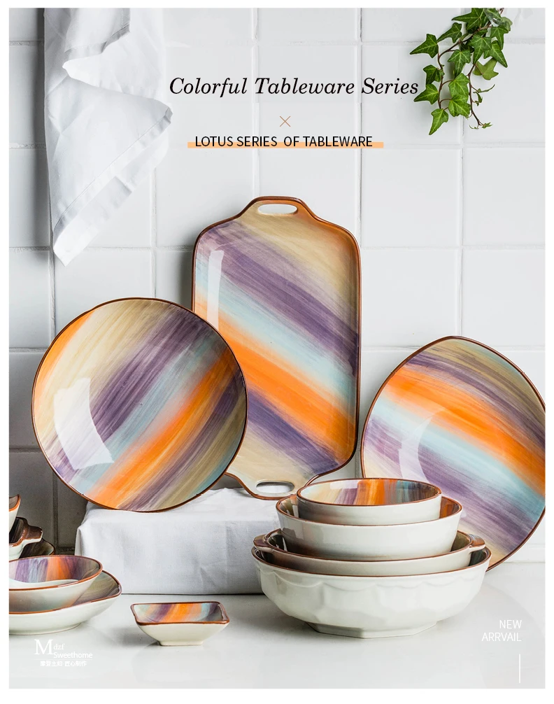 EECAMAIL Colorful Japanese Creative Ceramic Tableware Household Dish Soup Bowl European-style Household Tableware
EECAMAIL Colorful Japanese Creative Ceramic Tableware Household Dish Soup Bowl European-style Household Tableware