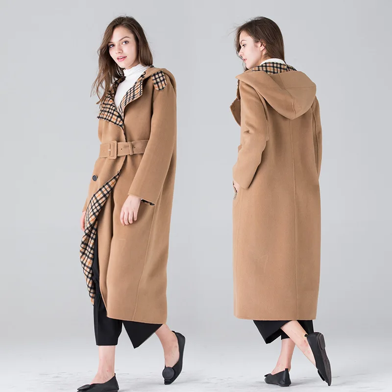 long woolen blends cashmere coats for women 2019 autumn winter casual ladies jackets plus size Double sided beige plaid cap
long woolen blends cashmere coats for women 2019 autumn winter casual ladies jackets plus size Double sided beige plaid cap