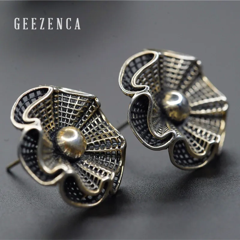 GEEZENCA-925 Sterling Silver Handcrafted Thai Hollow Flower Stud Earrings Punk Vintage Fine Jewelry for Women Rock Engraved Gift
GEEZENCA-925 Sterling Silver Handcrafted Thai Hollow Flower Stud Earrings Punk Vintage Fine Jewelry for Women Rock Engraved Gift