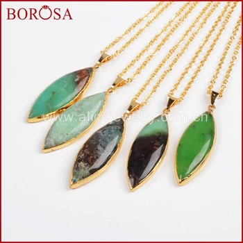 BOROSA Marquise Australia Green Stone Gold Bezel Pendant with Link Chain Pendant Necklace Druzy Jewelry for Women G0369-N
BOROSA Marquise Australia Green Stone Gold Bezel Pendant with Link Chain Pendant Necklace Druzy Jewelry for Women G0369-N