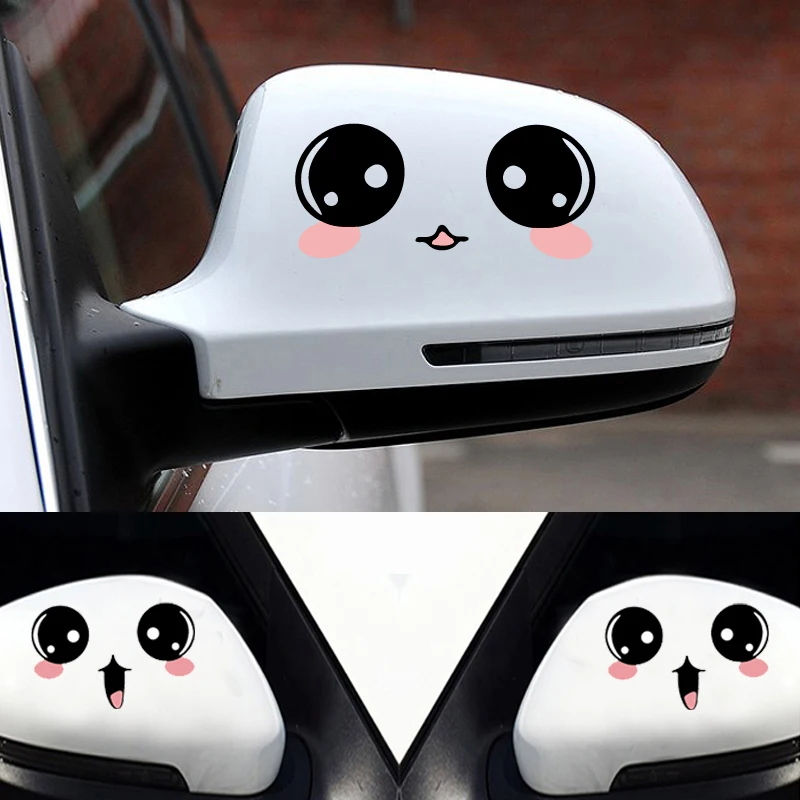 Cute Car Styling Smile Face 3D Decal Black Sticker for Auto Car Side Mirror Jl