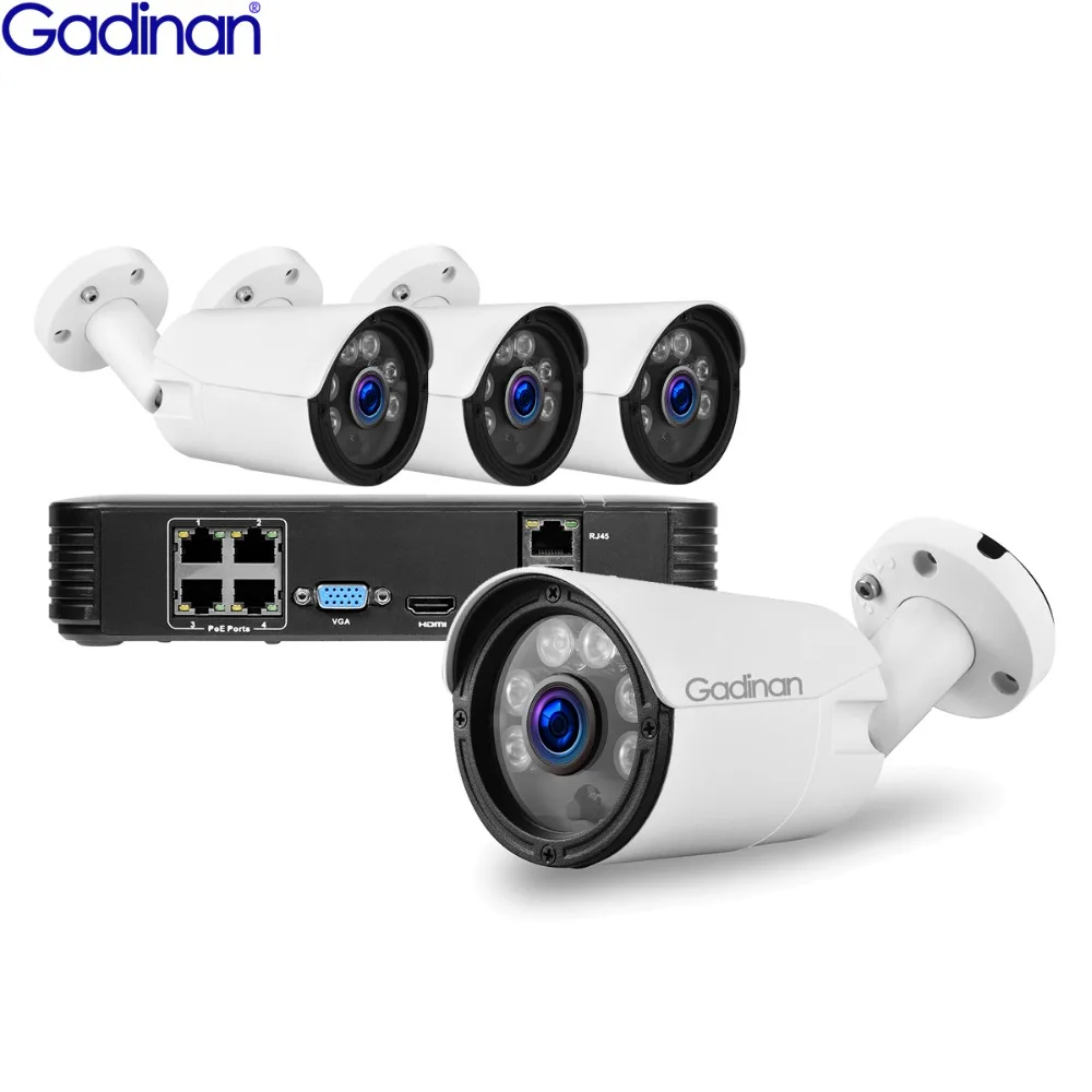 

GADINAN 48V 4CH 1080P HDMI POE NVR CCTV System 2/4PCS 2MP 1080P IP Camera Bullet Waterproof P2P Onvif Security Surveillance Kit