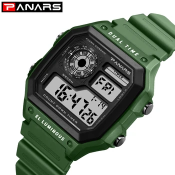 

PANARS Sports Watch Men Digital LED Display Climbing Chronograph Watches Male 12/24 Hours Water Resistant Wrist Watch 8114