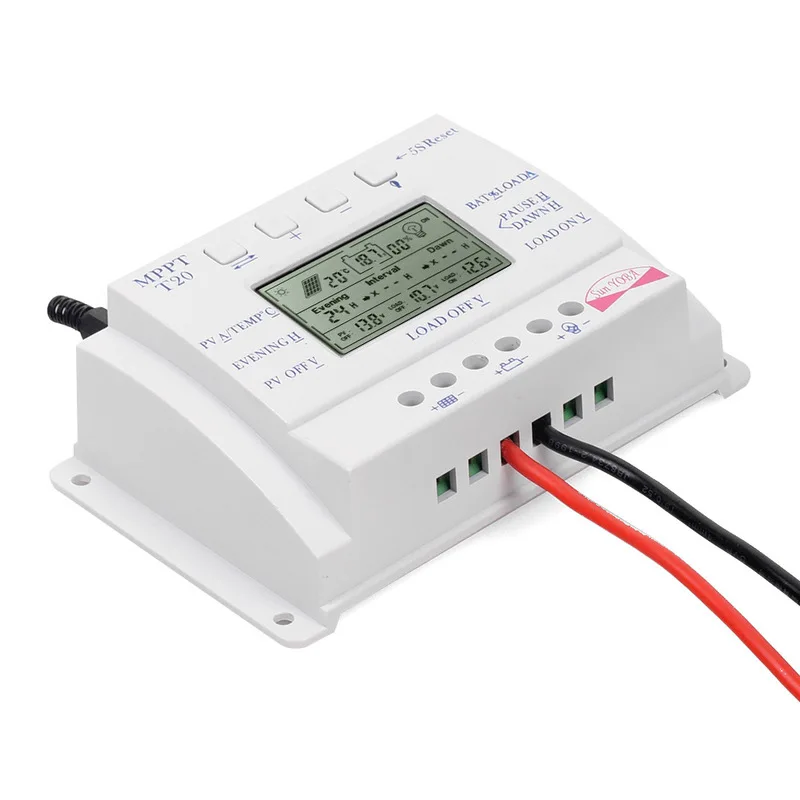 12V/24V LCD Display 20A MPPT Solar Panel Battery Regulator Charge Controller T20 LCD Wholesales Without Any Logo on Surface
12V/24V LCD Display 20A MPPT Solar Panel Battery Regulator Charge Controller T20 LCD Wholesales Without Any Logo on Surface