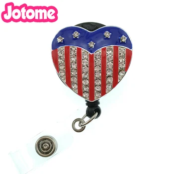 50/100PCS/Lot Crystal Rhinestone USA flag heart shape 4th of July American Patriotic retractable id bagde holder reel
50/100PCS/Lot Crystal Rhinestone USA flag heart shape 4th of July American Patriotic retractable id bagde holder reel