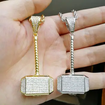 Hip Hop Micro Paved AAA CZ Stone Bling Ice Out Thor Hammer Quake Pendants Necklace for Men Rapper Jewelry Gold Color
Hip Hop Micro Paved AAA CZ Stone Bling Ice Out Thor Hammer Quake Pendants Necklace for Men Rapper Jewelry Gold Color