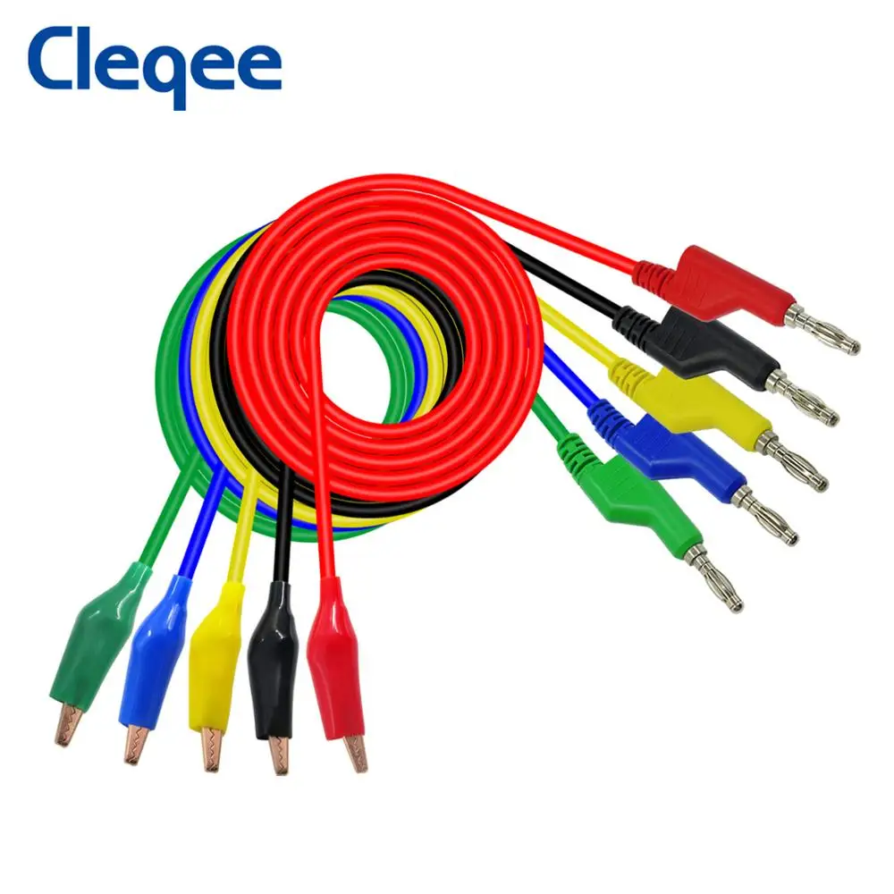 Cleqee P1044 5pcs 4mm stackable banana plug to alliagtor clip test leads Durable Multimeter Testing Cables Copper 1M
Cleqee P1044 5pcs 4mm stackable banana plug to alliagtor clip test leads Durable Multimeter Testing Cables Copper 1M