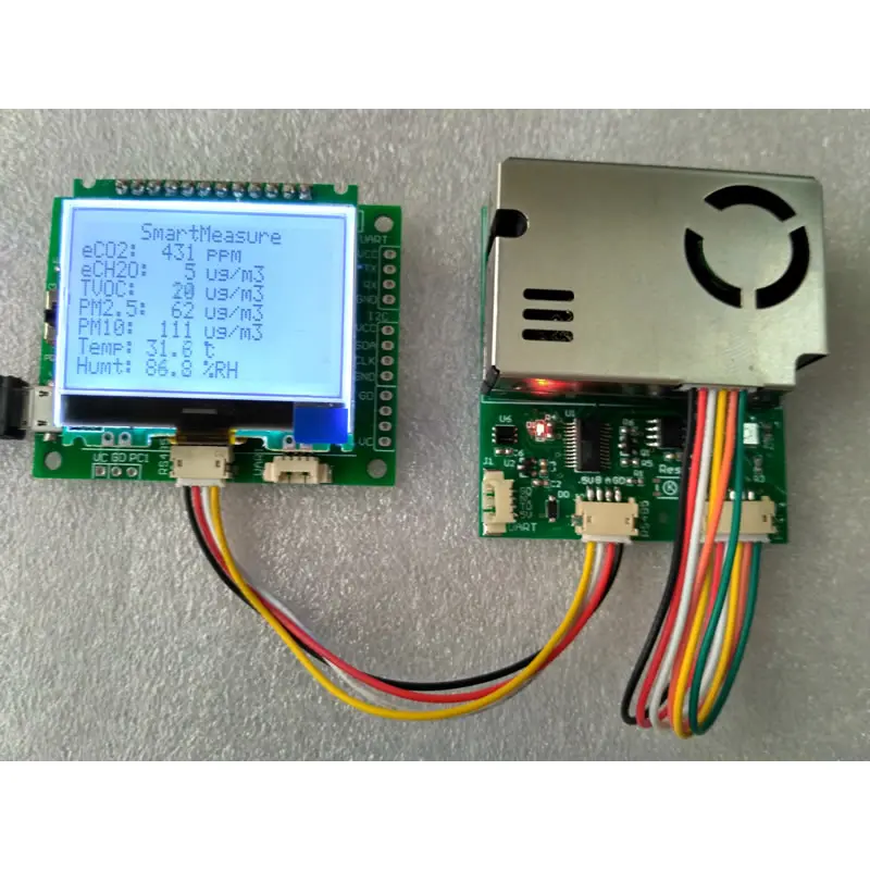 Tester 7-in-One sensor module with screen PM2.5 PM10 temperature and humidity C02 formaldehyde TVOC
Tester 7-in-One sensor module with screen PM2.5 PM10 temperature and humidity C02 formaldehyde TVOC