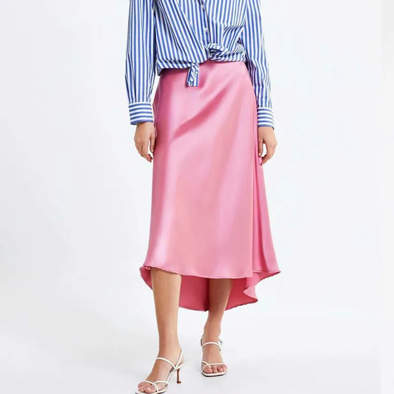 Elegant Silk Satin Skirts Womens High Waist Long Skirt Side Zipper Irregular Hem A Line Maxi Skirt Falda Saia Pink Lady Skirt
Elegant Silk Satin Skirts Womens High Waist Long Skirt Side Zipper Irregular Hem A Line Maxi Skirt Falda Saia Pink Lady Skirt