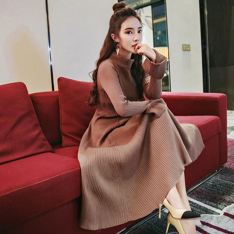 TDVICTORY Korean 2019 Autumn Winter women sweater long dress flare sleeve stand knitting dress Casual Knitted Sweater Dress
TDVICTORY Korean 2019 Autumn Winter women sweater long dress flare sleeve stand knitting dress Casual Knitted Sweater Dress